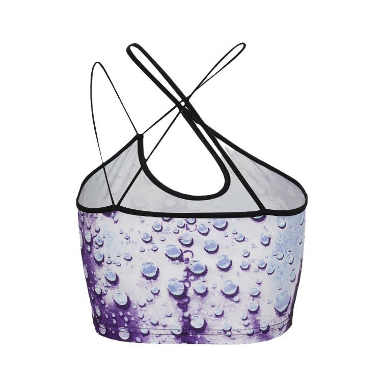Damen Crop-Top mit Wasserperlen-Motiv und elegantem Rückenverschluss Drune