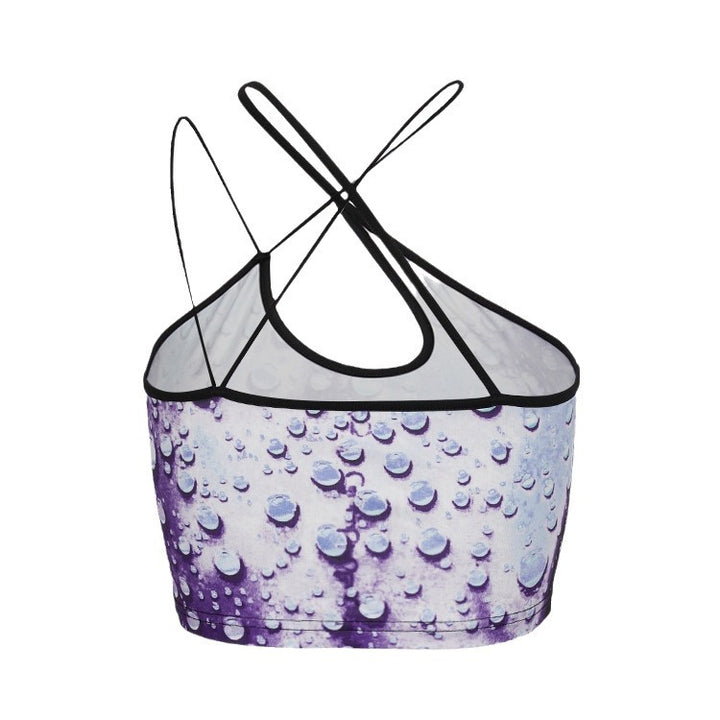 Damen Crop-Top mit Wasserperlen-Motiv und elegantem Rückenverschluss Drune