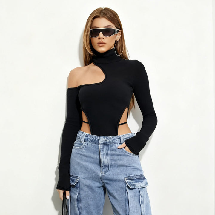Damen Cut-Out Langarmbody Drune