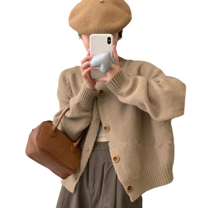 Damen Casual Strickjacke mit kontrastierenden Knöpfen und lässigem Schnitt Drune