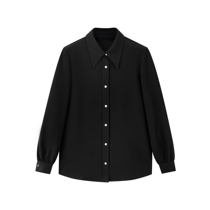 Damen Elegante Langarm Bluse mit Knopfleiste Drune