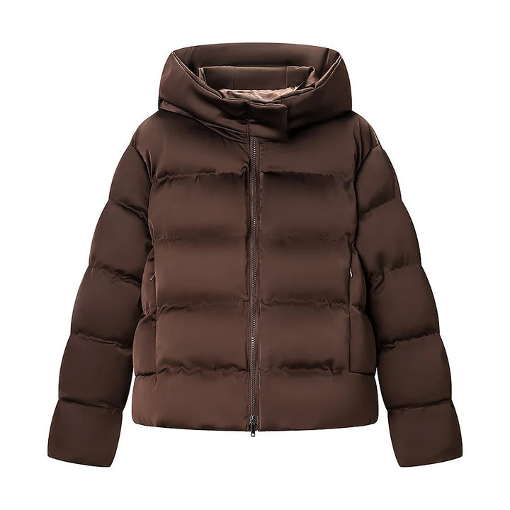 Damen nan kurze wattierte Steppjacke mit voluminösem Stehkragen, verdeckter Zwei-Wege-Reißverschluss und praktischen Eingrifftaschen Drune