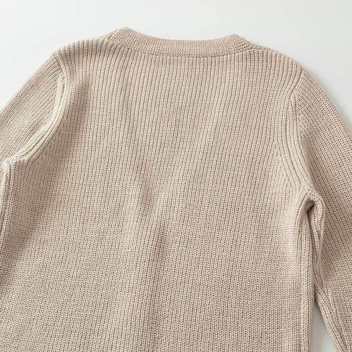Damen Longline-Strickcardigan mit V-Ausschnitt und durchgehender Knopfleiste Drune