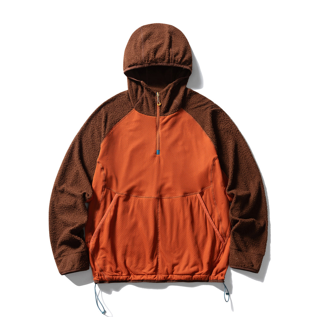 Unisex Hybrid Kapuzen-Fleecepullover mit Softshell-Front, halbem Reißverschluss und Kängurutasche Drune