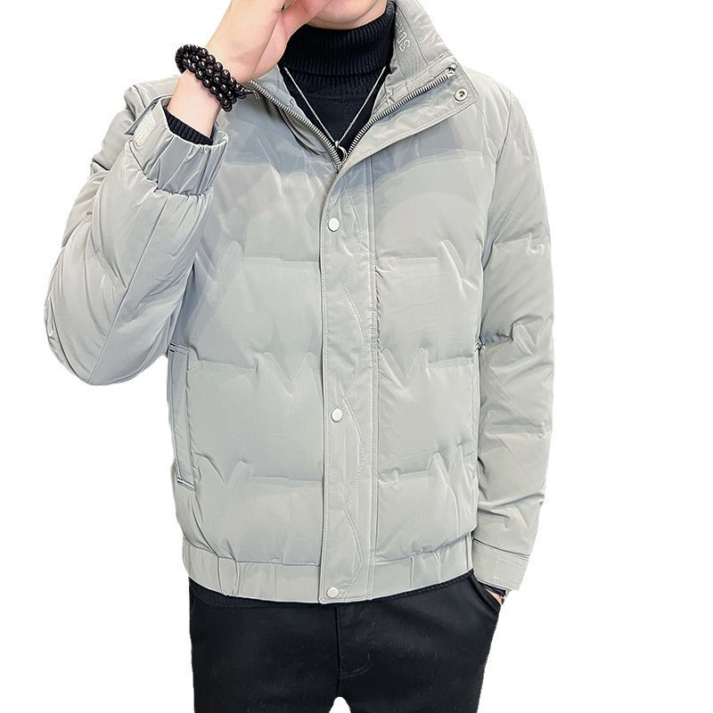 Herren Kurz geschnittene Thermo-Pufferjacke mit hohem Stehkragen und Klettmanschetten Drune