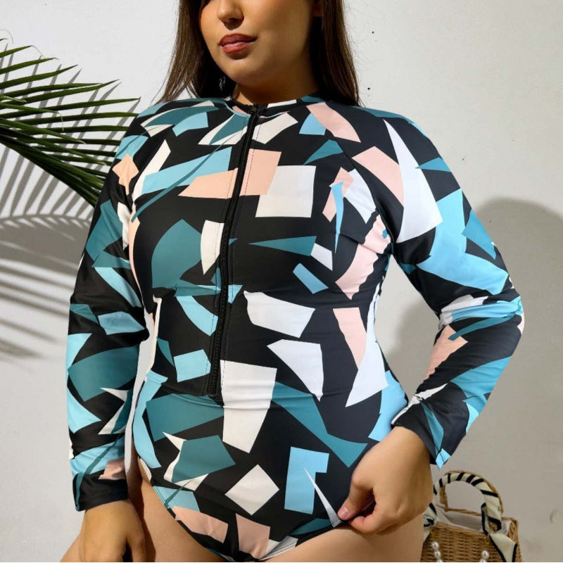 Damen Langarm-Badeanzug mit modernem Design Drune