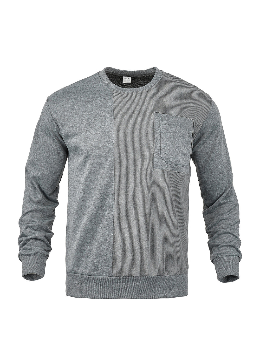 Herren Langärmeliges Struktur-Sweatshirt mit Brusttasche und Rippdetail Drune
