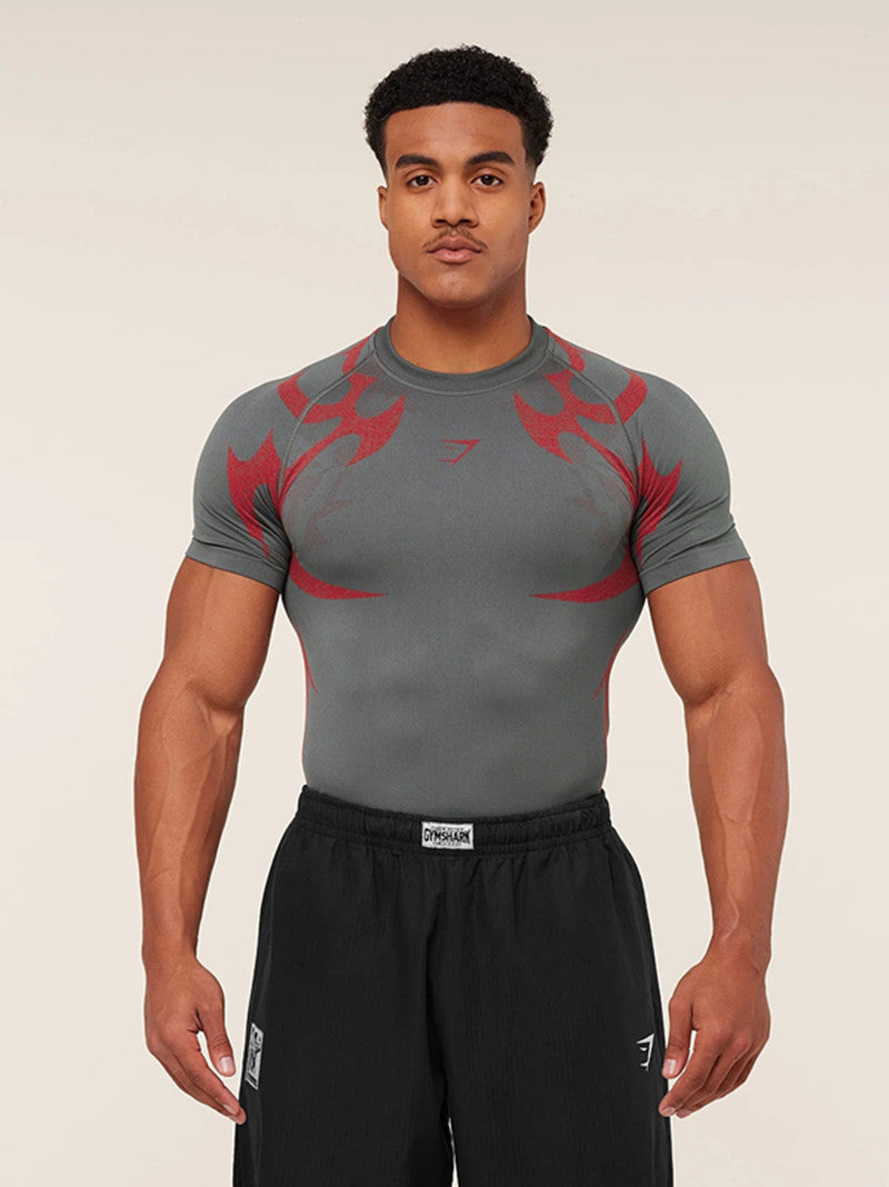 Herren nan nahtloses formgebendes Funktionsshirt mit Kompressionseffekt und ergonomischen Muskelzonen Drune
