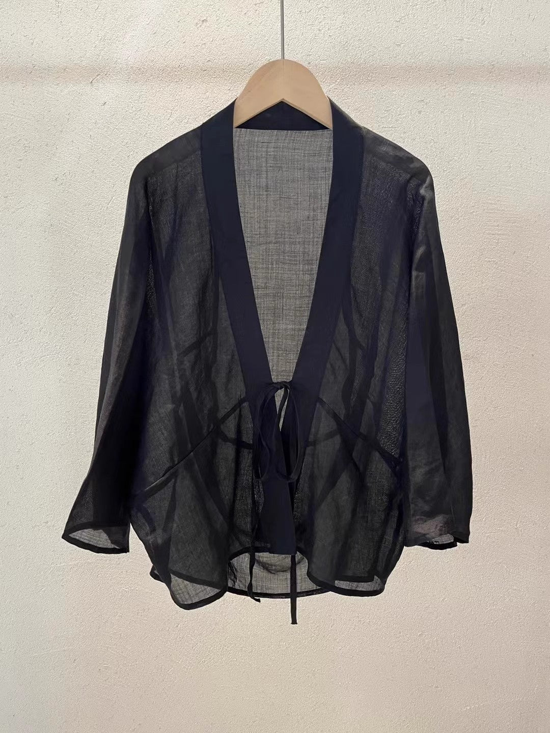 Damen Leichte Durchsichtige Wickeljacke Drune
