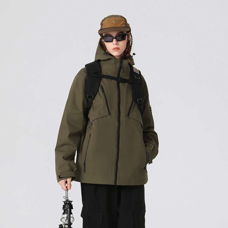 Herren Technische Softshelljacke mit Kapuze, wasserabweisender Membran und multiplen Reißverschlusstaschen Drune