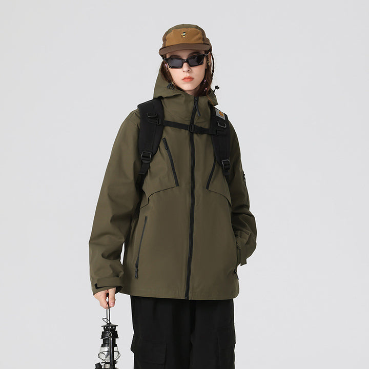 Herren Technische Softshelljacke mit Kapuze, wasserabweisender Membran und multiplen Reißverschlusstaschen Drune