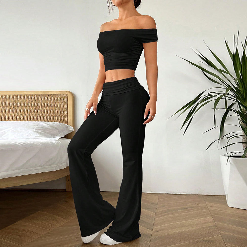Damen cropped Oberteil und Palazzo-Hose Set Drune