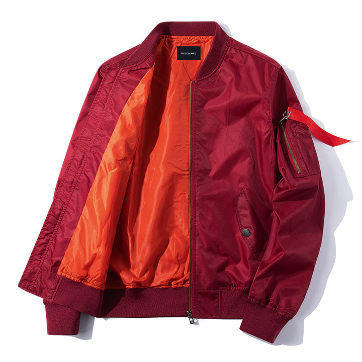 Herren o Leicht Nylon Flug Bomberjacke mit hochsichtbarem Kontrastfutter, Ärmelsichtreißverschluss, Utility-Tasche und gerippten Abschlüssen Drune