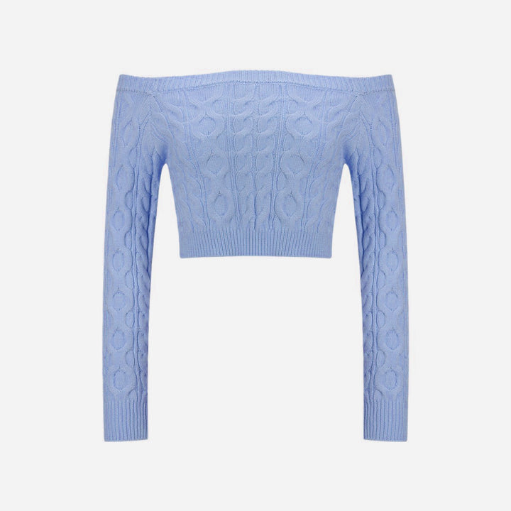 Damen Strickpullover mit Off-Shoulder und attraktivem Zopfmuster Drune