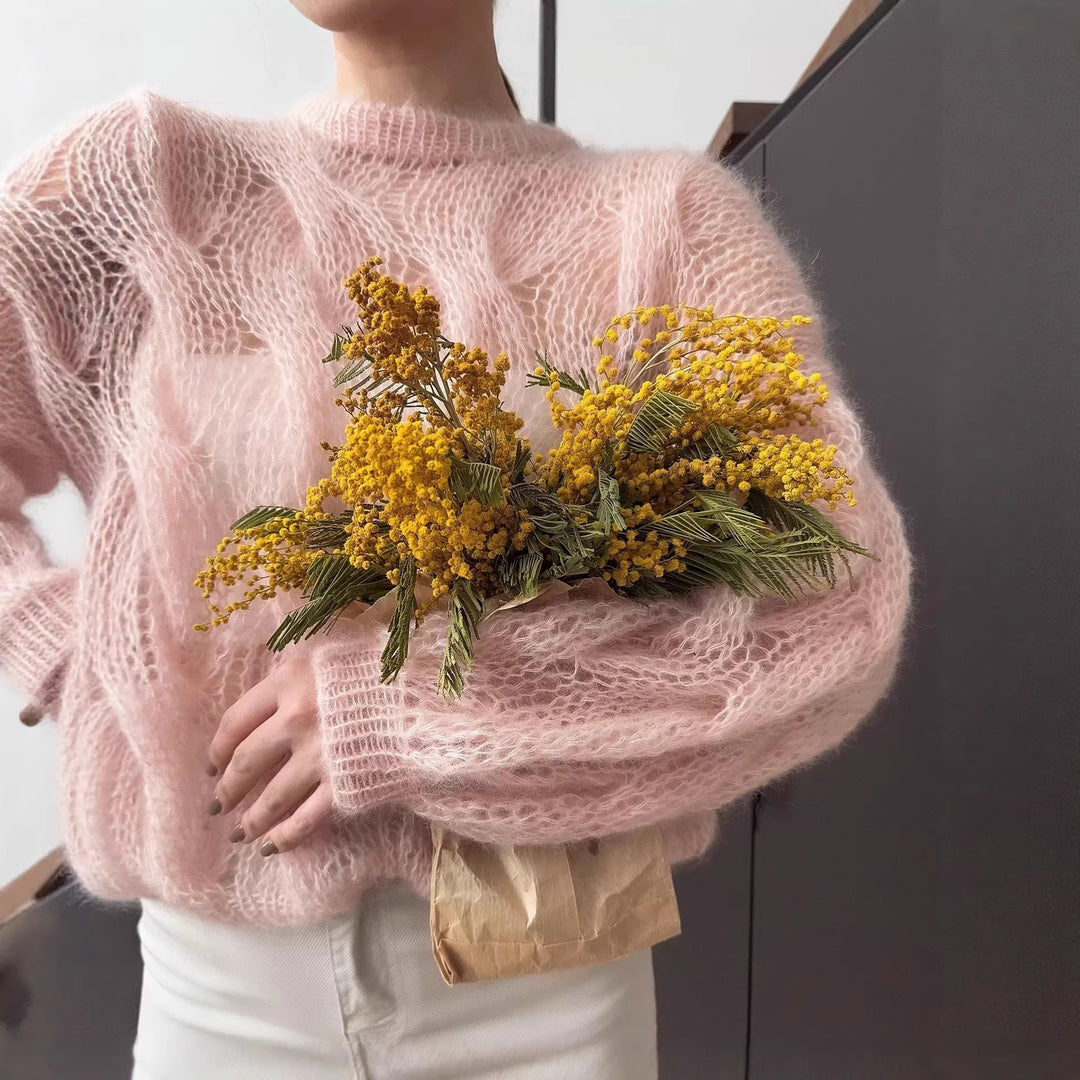 Damen Weicher Mohairpullover mit voluminösen Ärmeln Drune