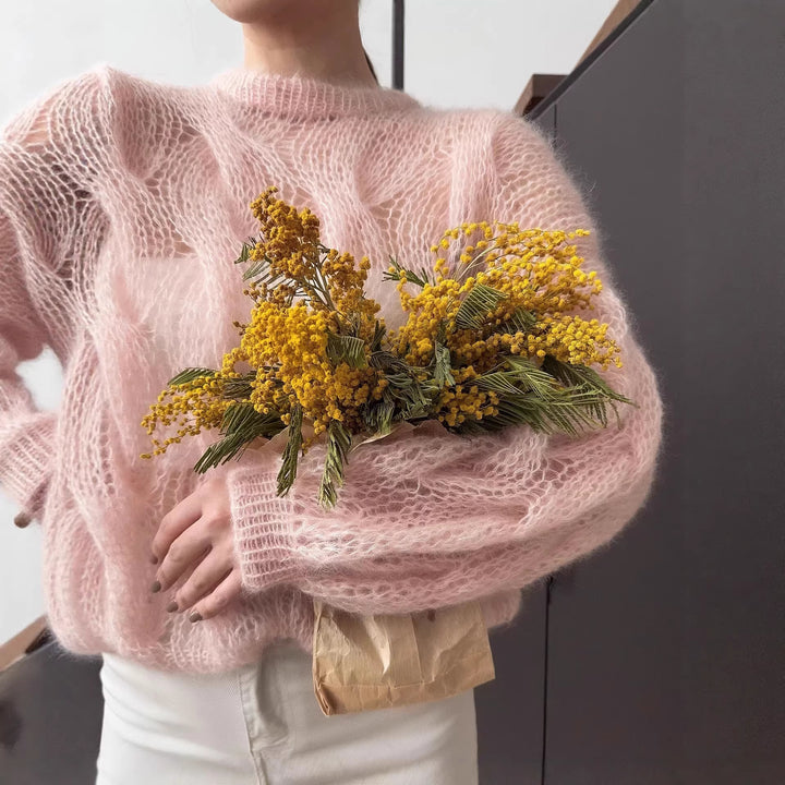 Damen Weicher Mohairpullover mit voluminösen Ärmeln Drune