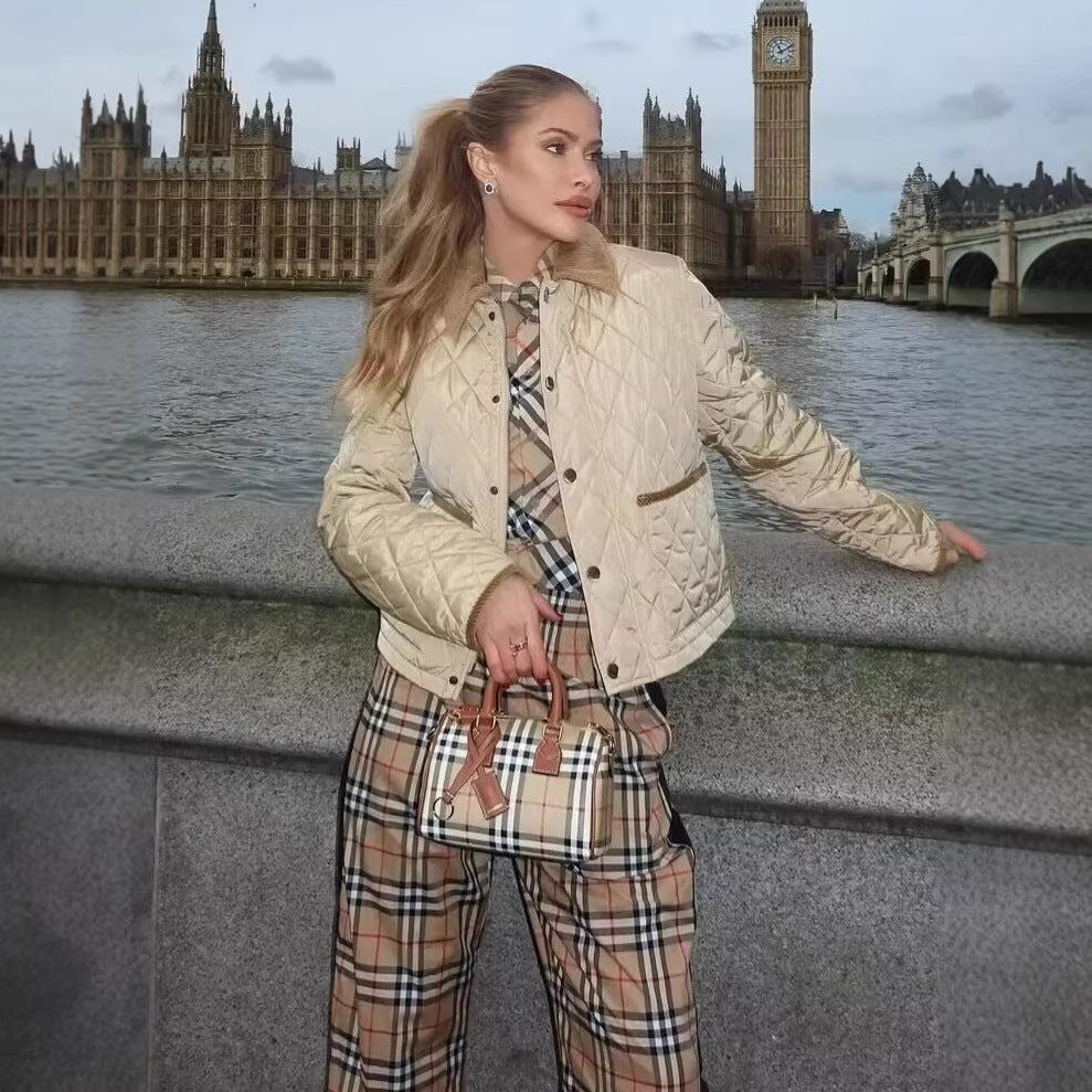 Damen gefütterte Steppjacke mit praktischen Taschen Drune