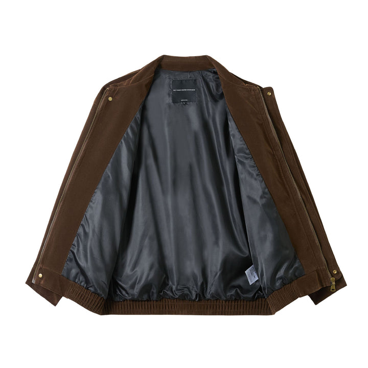 Herren Kurz geschnittener Wildlederoptik Blouson mit elastischem Saum und Pattentaschen Drune
