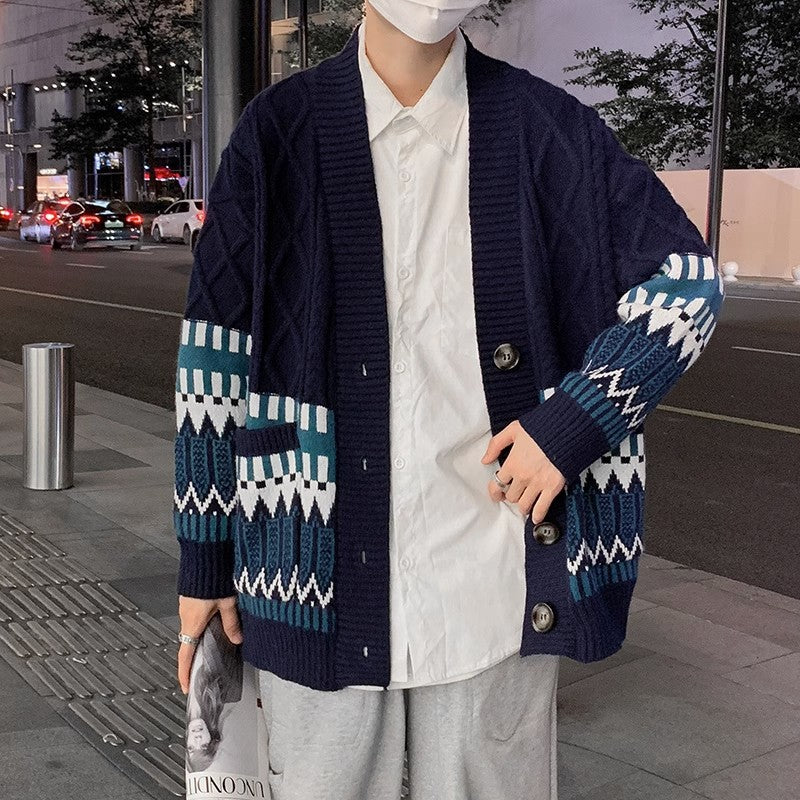 Herren Strickjacke mit modernen Mustern und praktischen Taschen Drune