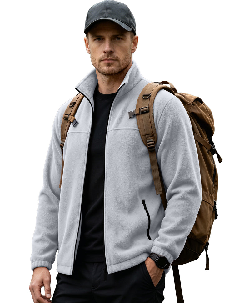 Herren Leichte Outdoor-Fleecejacke mit Stehkragen und Reißverschlusstaschen Drune