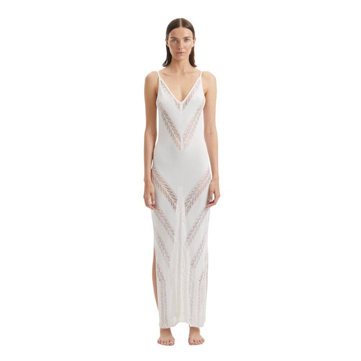 Damen elegantes Strandkleid mit raffinierten Häkelpartien Drune