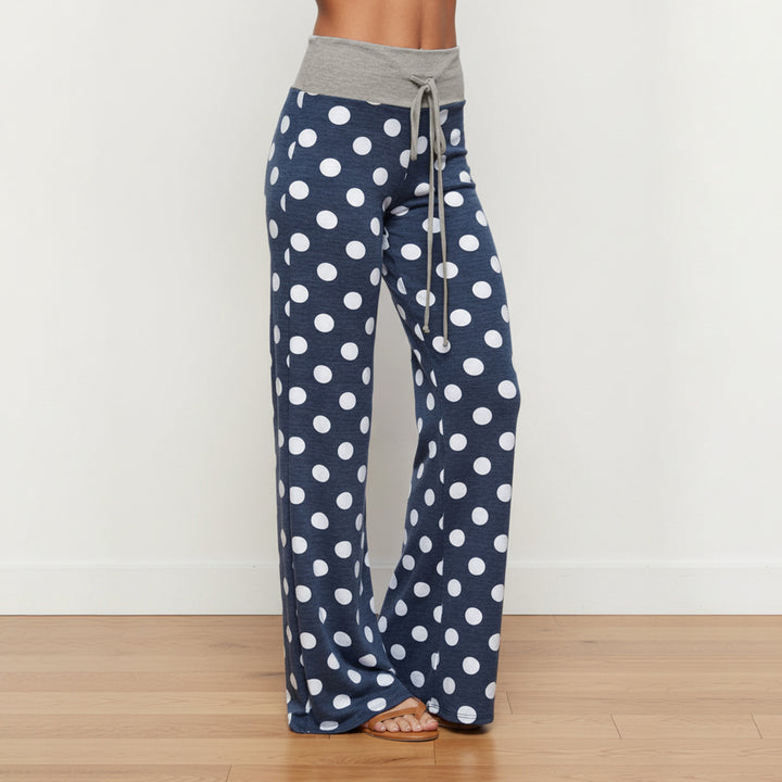 Damen Freizeithose mit weitem Schnitt und farbenfrohem Polka Dot Design Drune