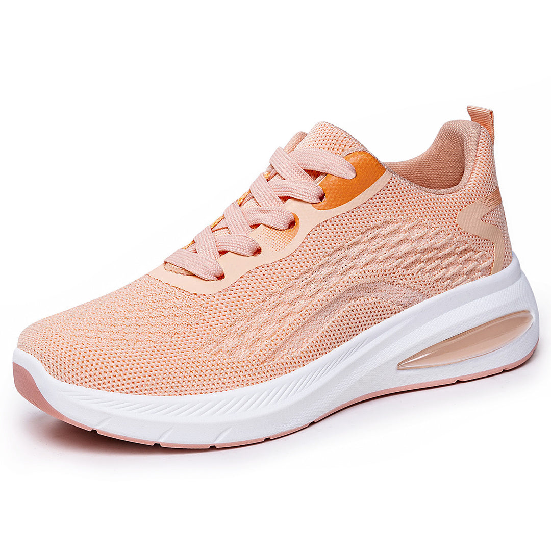 Damen nan leichte Strick-Fitness-Sneaker mit sichtbarem Luftdämpfer und reaktiver EVA-Plateau-Sohle Drune