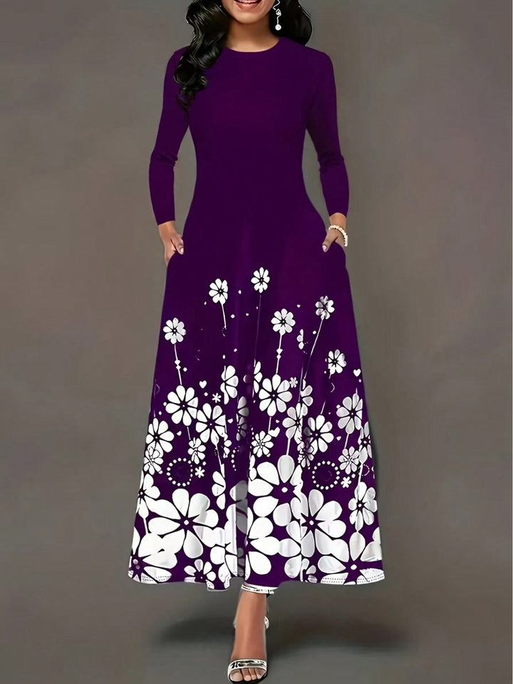 Damen Maxikleid mit floralem Design und praktischen Seitentaschen Drune