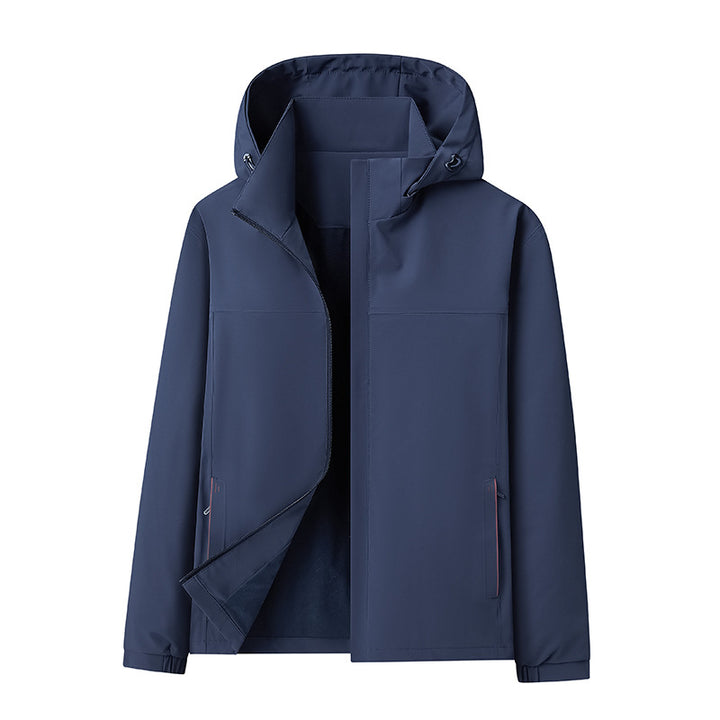 Herren Wasserabweisende Softshell-Jacke mit Kapuze nahtminimaler Optik & Brusttasche Drune