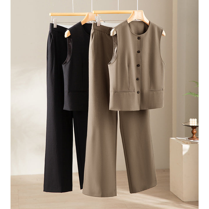 Damen Hochtaillierte weite Palazzo-Hose aus fließendem Satin mit Bügelfalte Drune
