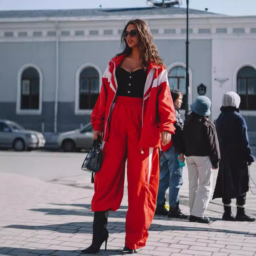 Damen Trendy Sportanzug mit lässigem Schnitt und praktischen Taschen Drune
