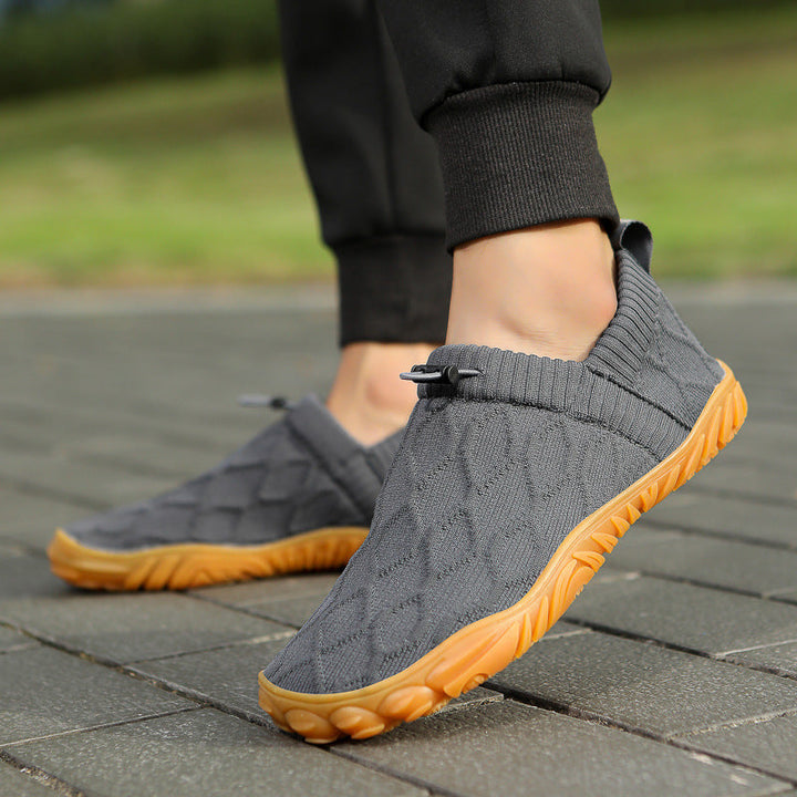 Unisex nan Hybrid-Slipper für Indoor und Outdoor mit elastischem Strickschaft, Zugstopper und profilierter Gummisohle Drune