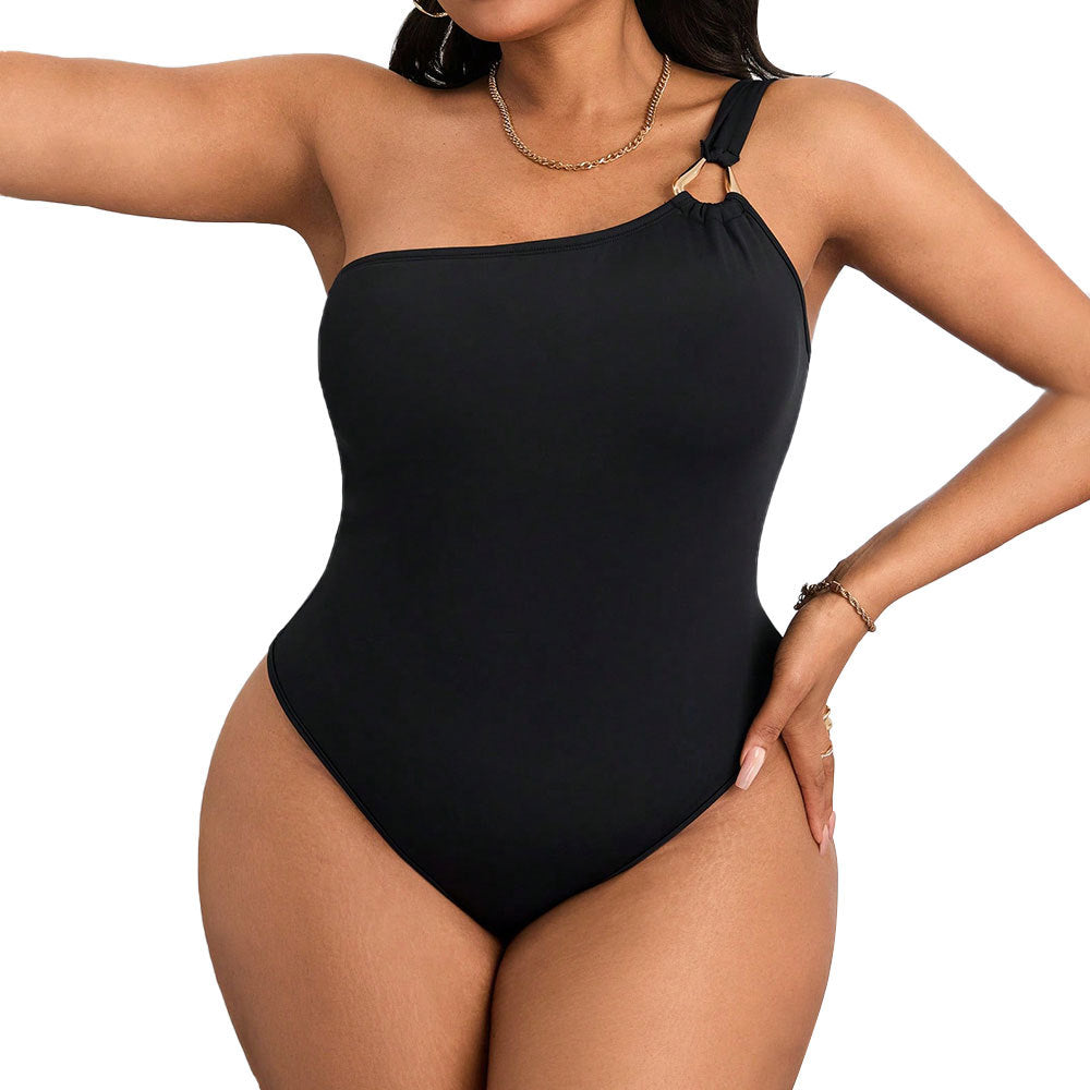 Damen Einteiler Badeanzug mit asymmetrischem Design und raffiniertem Schulterdetail Drune