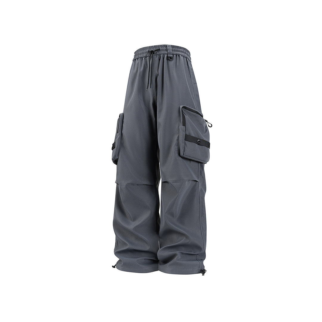 Herren Weite Utility-Cargohose mit großvolumigen Klappentaschen und Kordelzugbund Drune