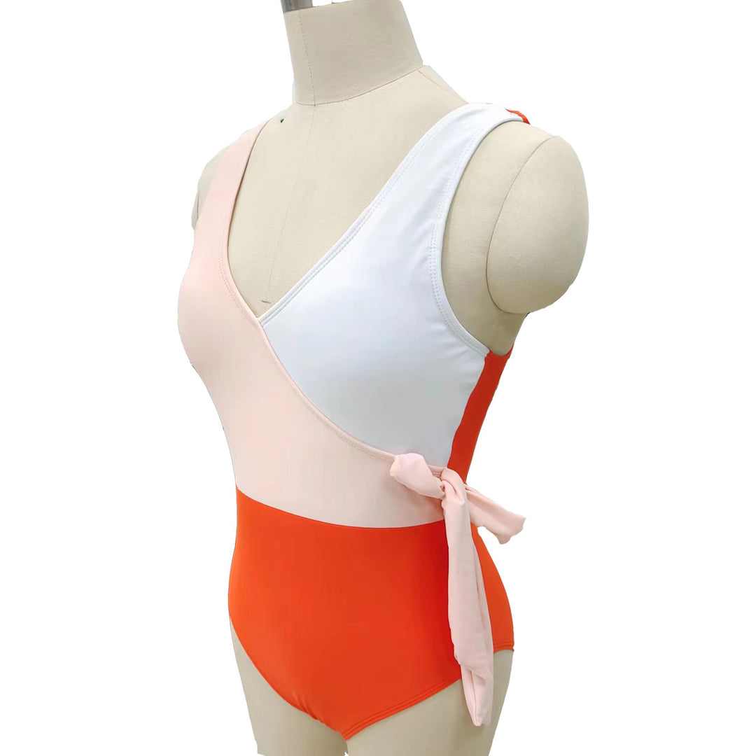 Damen Eleganter Wickelbadeanzug mit asymmetrischem Schnitt Drune