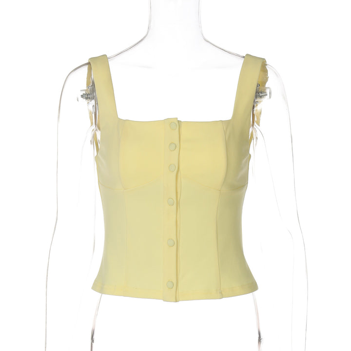 Damen Tailliertes Top mit Knopfdetail Drune