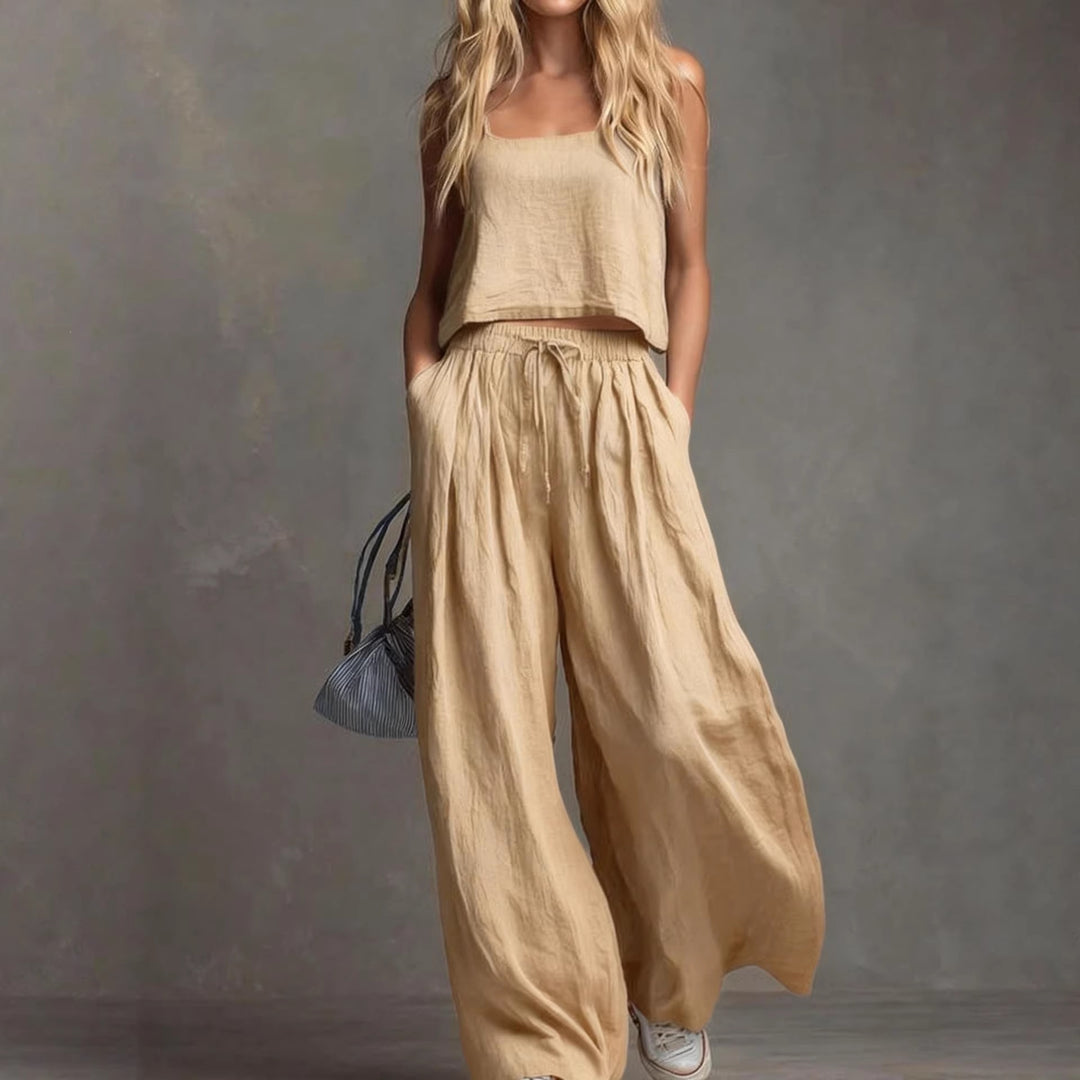 Damen Sommerliches Freizeit-Set mit weitem Oberteil und lässiger Hose Drune