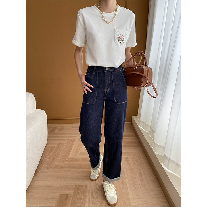 Damen High-Waist Jeans mit lässigem Schnitt und praktischen Taschen Drune