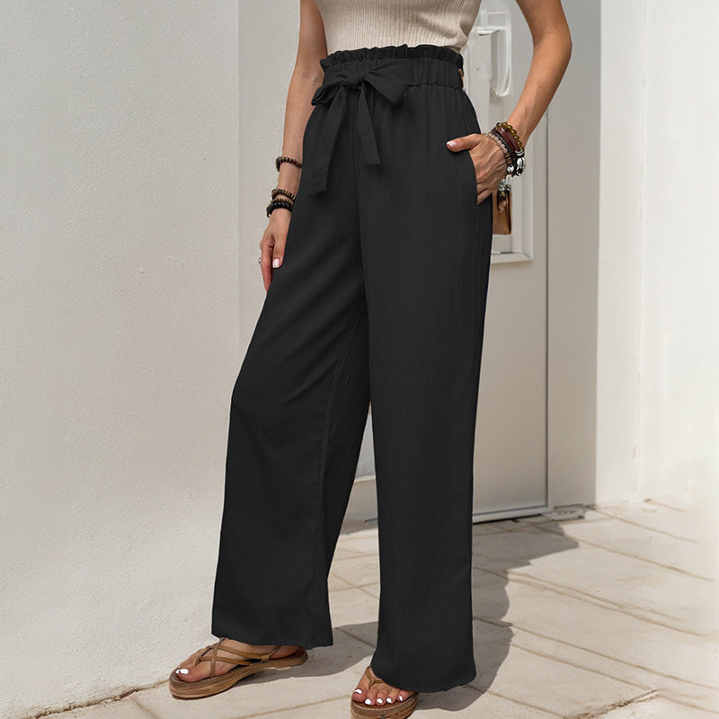 Damen Weite Hosen mit Taillengürtel Drune