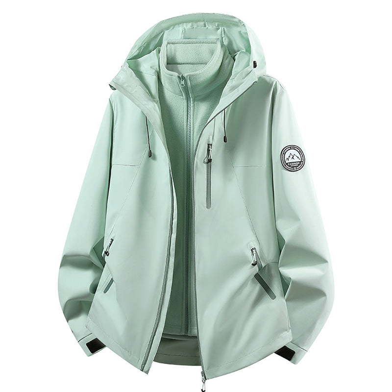 Damen sportive Regenjacke mit herausnehmbarem Fleece-Innenlayer und verstellbarer Kapuze Drune