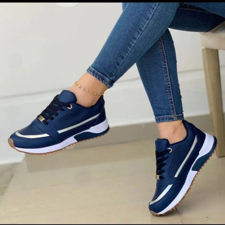 Damen  elegante City-Sneaker mit dezenter Metallic-Infusion, leicht gepolsterter Komfortsohle und profilierter Gummilaufsohle Drune