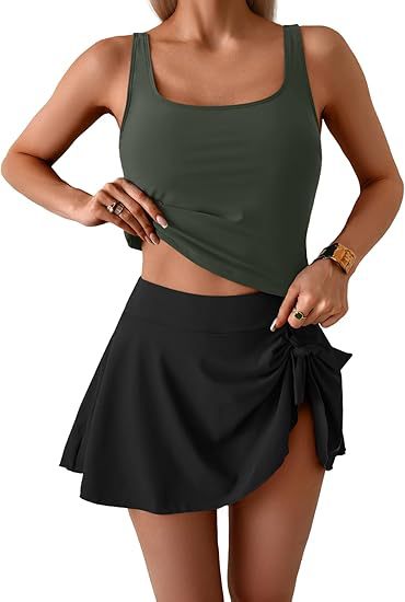 Damen Sportliches Tankini-Set mit schmeichelndem Rock Drune