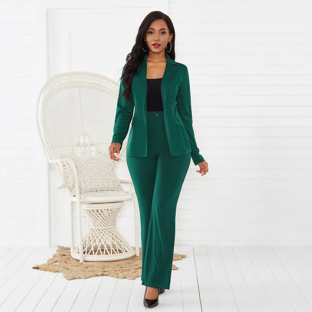 Damen elegantes Blazer-Set mit taillierter Passform und schmalen Hosen Drune