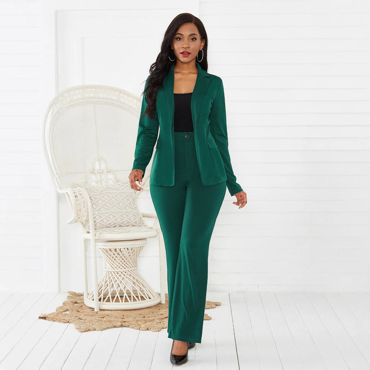 Damen elegantes Blazer-Set mit taillierter Passform und schmalen Hosen Drune