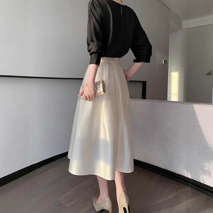 Damen Elegante und fließende Midikleid Drune