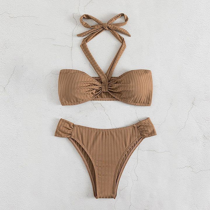 Damen Bandeau-Bikini mit strukturiertem Design und seitlichen Schnürungen Drune
