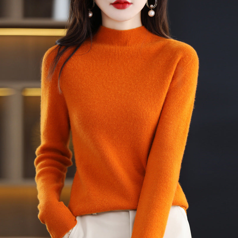 Damen Schmal geschnittener Mockneck-Pullover aus kaschmirähnlichem Feinstrick Drune
