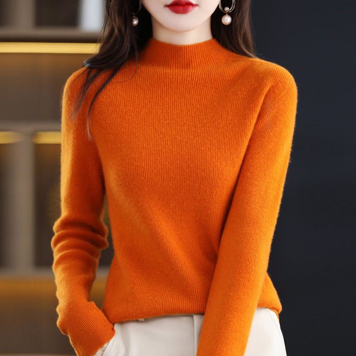 Damen Schmal geschnittener Mockneck-Pullover aus kaschmirähnlichem Feinstrick Drune