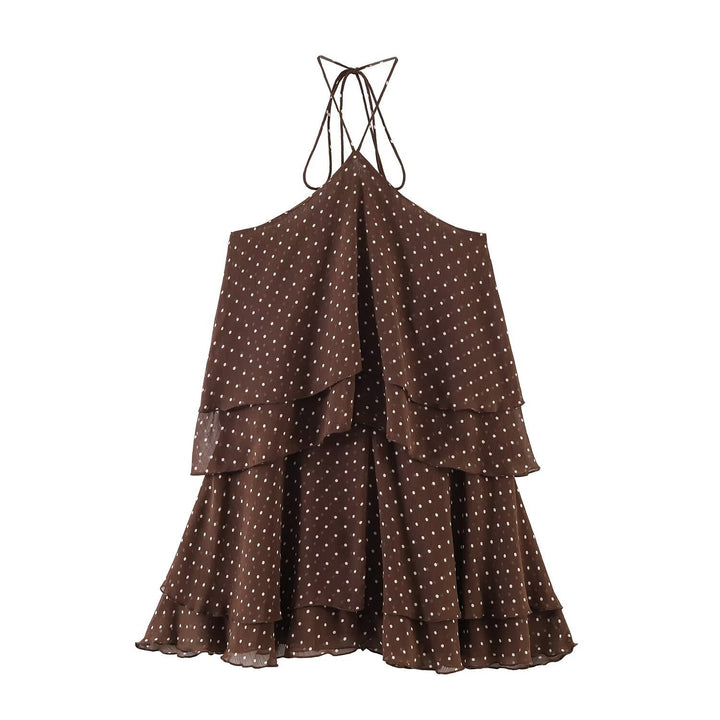 Damen Sommerkleid mit voluminösen Rüschendetails und tiefem V-Ausschnitt Drune