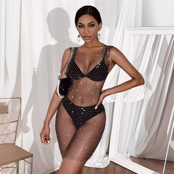 Damen sexy Netzkleid Drune